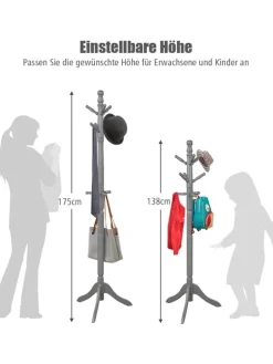 175 cm Garderobenständer in Grau