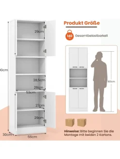 190 cm hoher Küchenschrank Vorratsschrank in Weiß