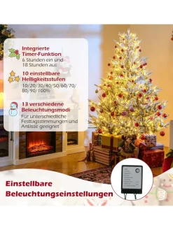 180 cm Künstlich Weihnachtsbaum mit LED Beleuchtung in Grün