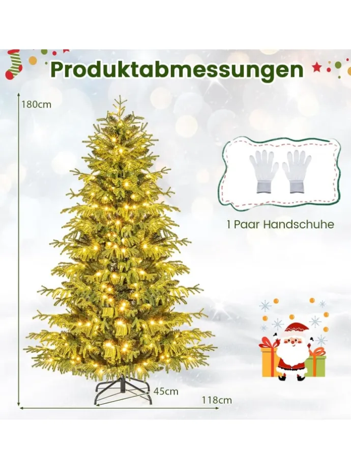180 cm Künstlicher Weihnachtsbaum mit Beleuchtung in Grün
