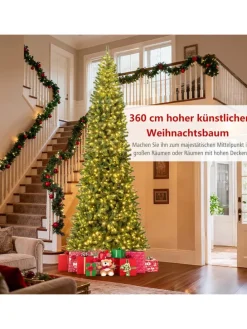 360 cm Künstlicher Weihnachtsbaum mit Beleuchtung in Grün