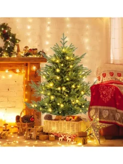 135 cm Künstlicher Weihnachtsbaum mit Beleuchtung in Grün