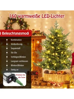 135 cm Künstlicher Weihnachtsbaum mit Beleuchtung in Grün