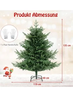 135 cm Künstlicher Weihnachtsbaum mit Beleuchtung in Grün
