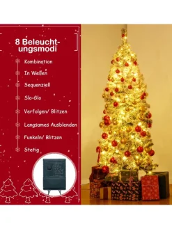 150 cm Künstlicher Weihnachtsbaum mit Beleuchtung und Schnee in Weiß