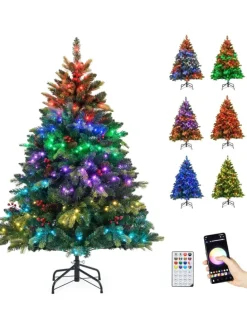 150 cm Künstlicher Weihnachtsbaum mit Beleuchtung in Grün