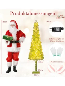 180 cm Künstlicher Weihnachtsbaum mit Beleuchtung in Grün
