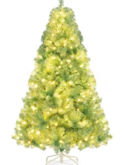 180 cm Künstlicher Weihnachtsbaum mit Beleuchtung in Bunt