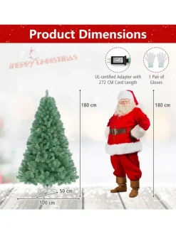 180 cm Künstlicher Weihnachtsbaum mit Beleuchtung in Bunt