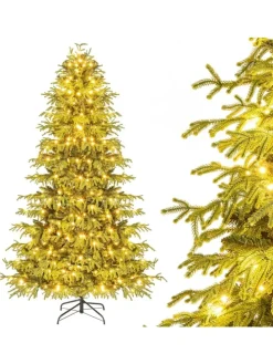 210 cm Künstlicher Weihnachtsbaum mit Beleuchtung in Grün