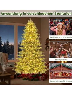 210 cm Künstlicher Weihnachtsbaum mit Beleuchtung in Grün