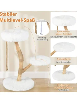 90 cm Kratzbaum Holz in Weiß