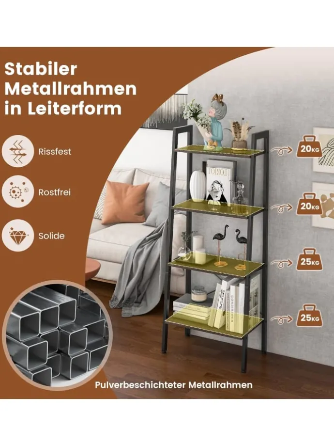 4 Ebenen Bücherregal in Grau