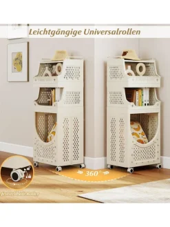 4 Etagen Wäschekorbwagen in Beige