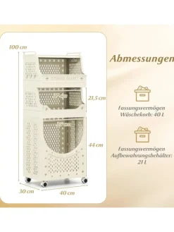 4 Etagen Wäschekorbwagen in Beige