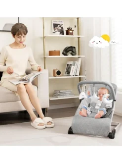 2 in 1 Babywippe klappbar in Grau