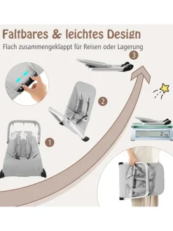 2 in 1 Babywippe klappbar in Grau