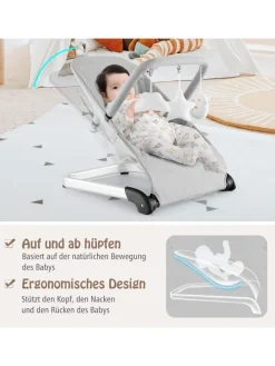 2 in 1 Babywippe klappbar in Grau