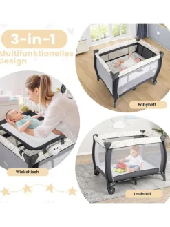 3 in 1 Beistellbett klappbar in Bunt