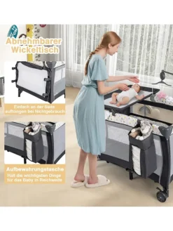 3 in 1 Beistellbett klappbar in Bunt