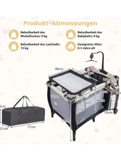 3 in 1 Beistellbett klappbar in Bunt