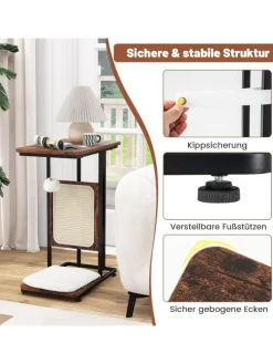 4 in 1 Beistelltisch mit Sisal-Kratzbrett in Braun