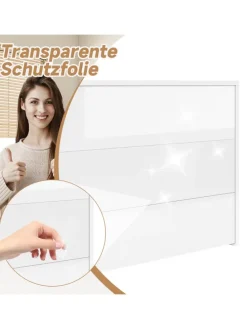 2 in 1 Faltbarer Sideboard mit Rollen & Wireless Charger, Weiß