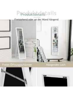 2 in 1 Ganzkörperspiegel in Weiß