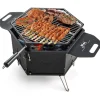 2 in 1 Holzkohlegrill Feuerstelle 77x74x38cm in Schwarz