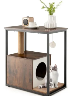 3 in 1 Katzenhaus Beistelltisch in Braun