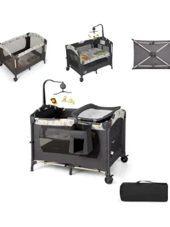 4 in 1 Reisebett in Anthrazit