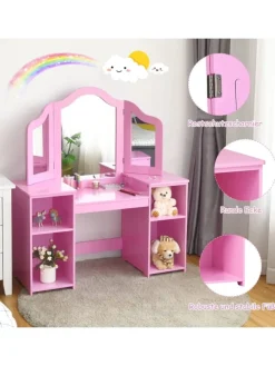2 in 1 Schminktisch in Rosa
