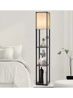 2 in 1 Standleuchte Regal 160cm in Schwarz