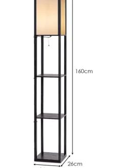 2 in 1 Standleuchte Regal 160cm in Schwarz