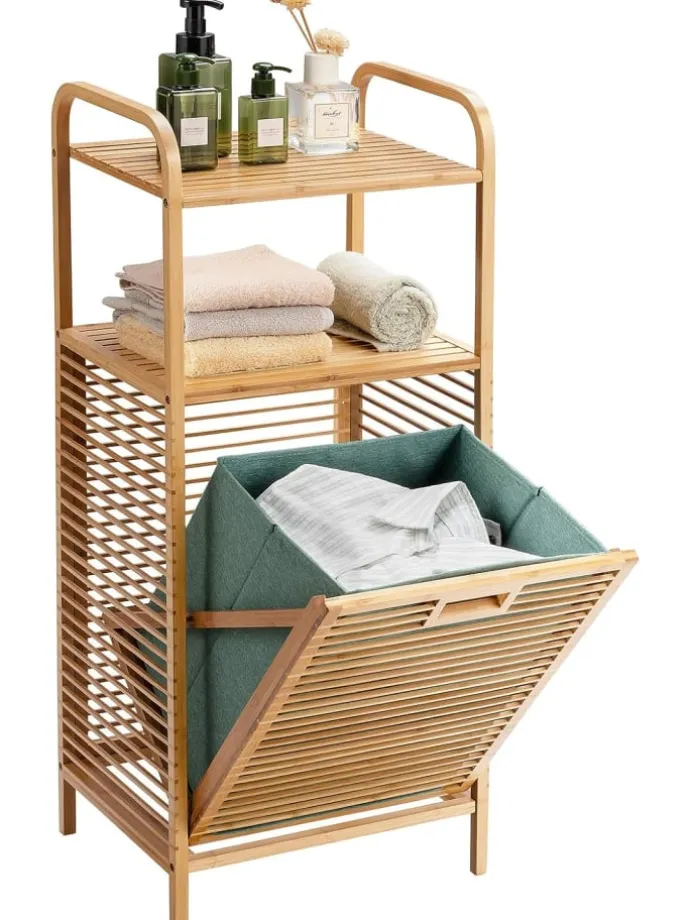 40 L Badregal mit Wäschekorb in Grün