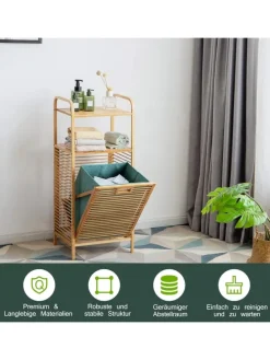 40 L Badregal mit Wäschekorb in Grün