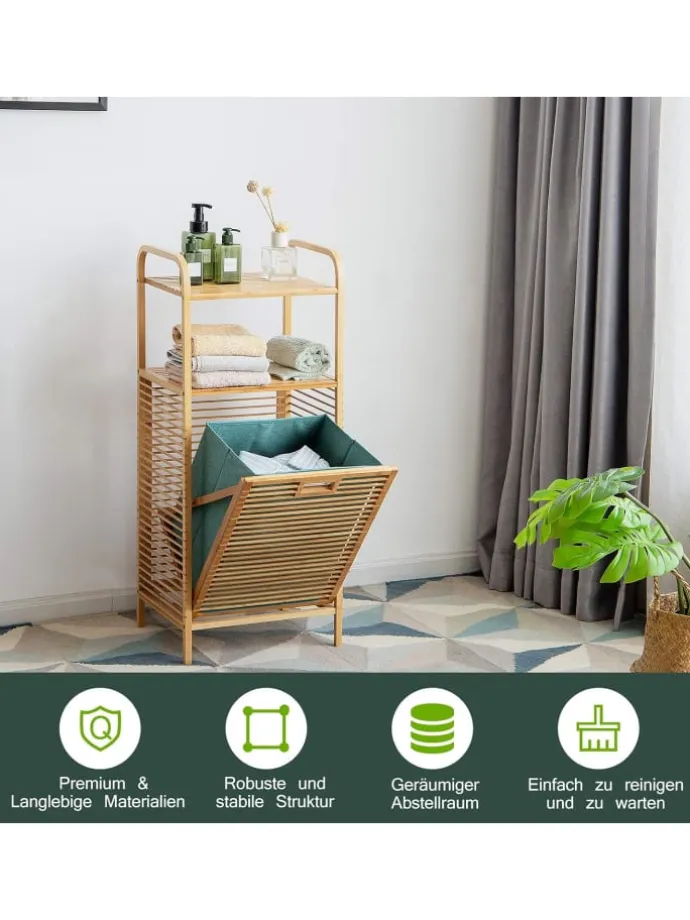 40 L Badregal mit Wäschekorb in Grün