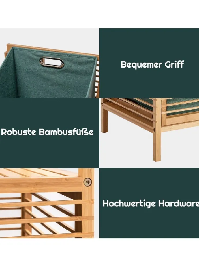 40 L Badregal mit Wäschekorb in Grün