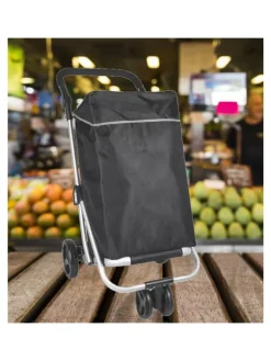 48 L Einkaufswagen + 12 L Kühltasche Einkauf Trolley Trolley in Schwarz