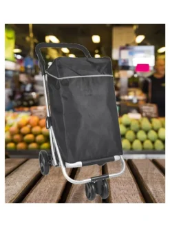 48 L Einkaufswagen + 12 L Kühltasche Einkauf Trolley Trolley in Schwarz