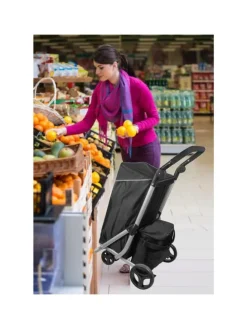 48 L Einkaufswagen + 12 L Kühltasche Einkauf Trolley Trolley in Schwarz