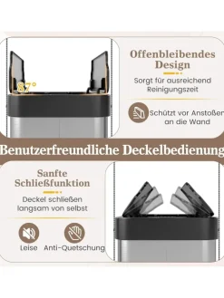 60 L Mülleimer Küche Edelstahl in Silber