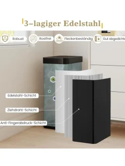 60 L Mülleimer Küche Edelstahl in Schwarz