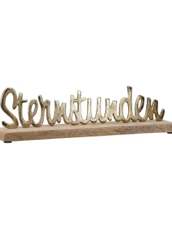 , MangohDeko-Schriftzug "Sternstunden" in Gold/ Natur - (B)30 x (H)9 x (T)6,5 cm
