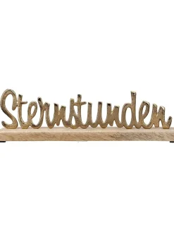 , MangohDeko-Schriftzug "Sternstunden" in Gold/ Natur - (B)30 x (H)9 x (T)6,5 cm