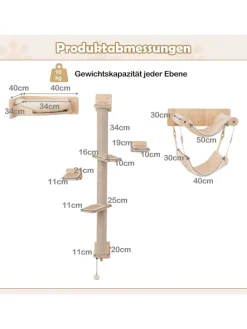 5 PCS Kletterwand Katzen in Hellbraun