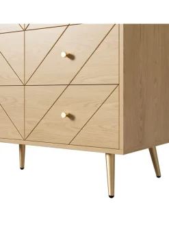 9 Schubladen Kommode mit Eisenbeinen und Eleganten Geometrischen Mustern