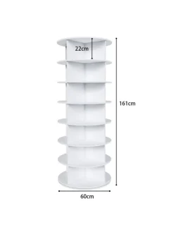 7 stufiges Schuhregal mit 360° Drehfunktion in Weiß, 60 × 60 × 161cm