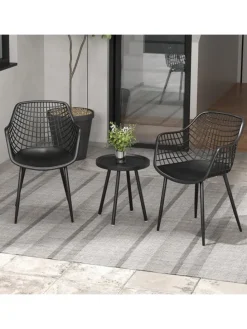 3 tlg. Balkonmöbel Set in Schwarz