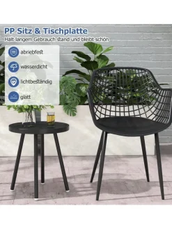 3 tlg. Balkonmöbel Set in Schwarz